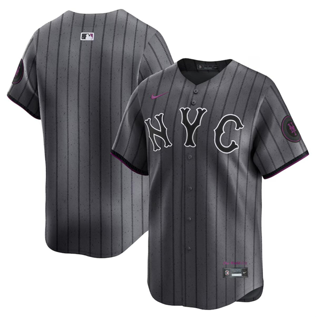 Youth New York Mets Blank Graphite 2024 City Connect Limited Stitched Baseball Jersey